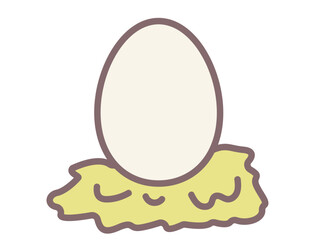 手描き風の黄色い藁と白い卵