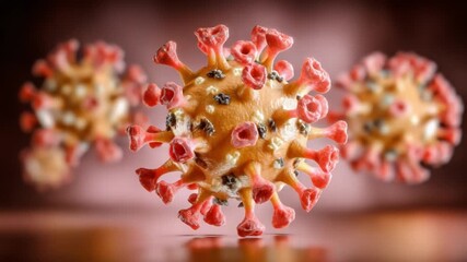 Detailed Examination of Viral Structure: Close-Up Imagery of a Virus with Prominent Spikes Exhibiting Cellular Characteristics and Structural Complexity.