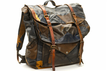 Naklejka premium Military backpack, camouflage fabric, straps and buckles