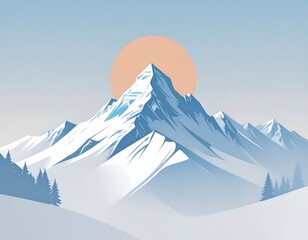 Snowy mountain range at sunrise