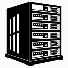 Server rack vector clean black silhouette design white background