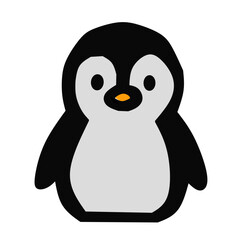 Cute Flat Penguin Icon – Cartoon Baby Penguin