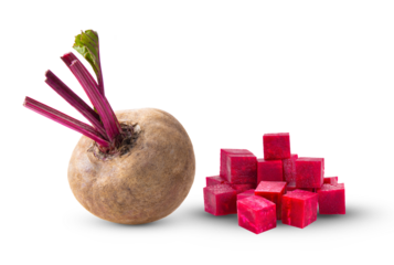 Beetroot with leaves on  transparent png ( image from camera )