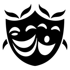 Theater masks vector clean black silhouette design white background