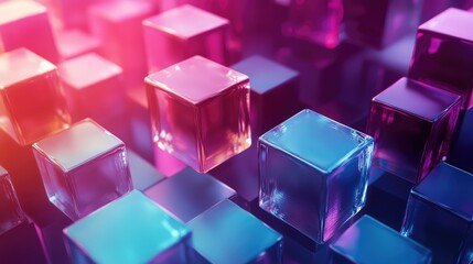 Obraz premium Glass cubes representing digital data and technology