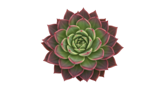 Isolated green and red succulent rosette, plant, Echeveria Perle von Nürnberg, close-up view