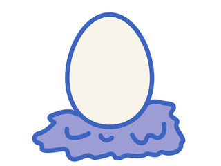 White Egg on Blue Straw Nest Illustration