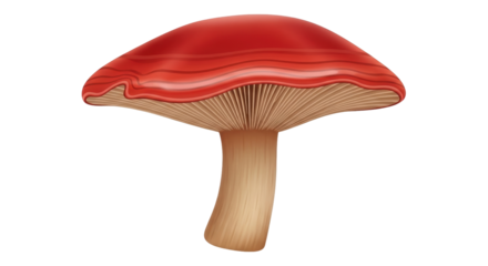 Isolated red topped mushroom with tan stalk, a fungal organism in a vector graphic style