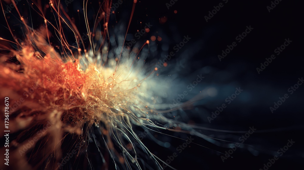 Wall mural abstract exploding particles forming an organic light energy structure