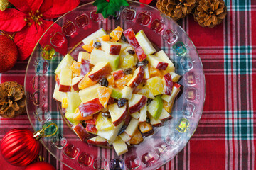メキシコ　クリスマスのリンゴのサラダ　Mexico:Mexican apple salad　(Ensalada de manzana navideña, Ensalada navideña mexicana, Ensalada de manzana para Navidad,Ensalada navideña, Mexican Christmas Apple Salad)