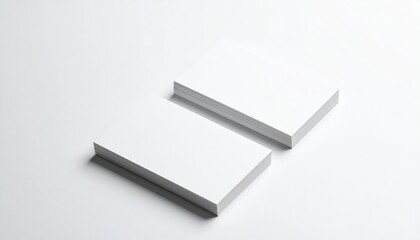 Two Stacks of Blank White Business Cards on Light Grey Background Studio Shot
