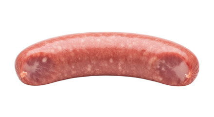 Isolated uncooked pork sausage, raw meat ingredient, ready for grilling or barbecue