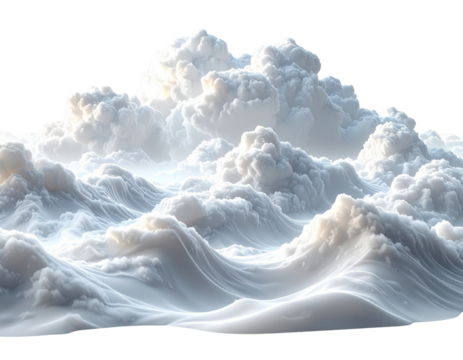 White and Grey Altocumulus Patches, Mid-Level Undulating, Wavy Texture, isolated on transparent.