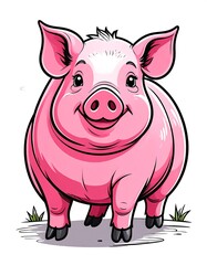 Fototapeta premium Cartoon pig, cheerful, friendly