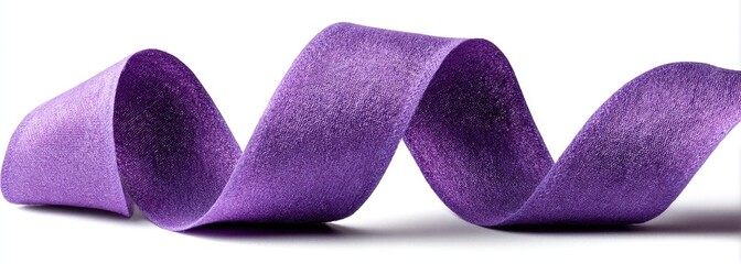 Purple ribbon in a curved, flowing design against a white background