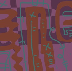 Minimal abstract image for modern interior. The picture is painted by hand on a tablet.