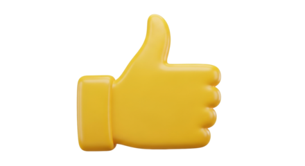 Isolated yellow thumb up sign. Approval gesture, positive feedback, like icon, success