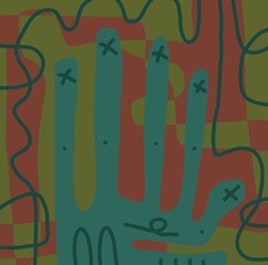 Minimal abstract image for modern interior. The picture is painted by hand on a tablet.
