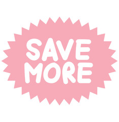 Pastel SAVE MORE sale tag for online shopping, marketing, promotion, sticker, banner, special price, discount, business, social media, print, ad, template, sign, symbol, campaign, web button