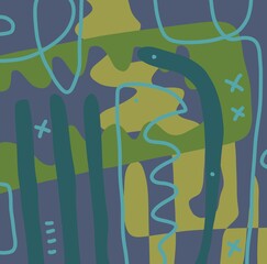 Minimal abstract image for modern interior. The picture is painted by hand on a tablet.