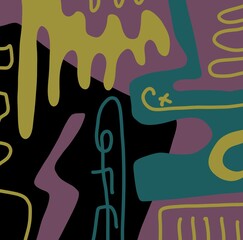 Minimal abstract image for modern interior. The picture is painted by hand on a tablet.