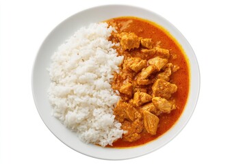 Plate of chicken curry with rice