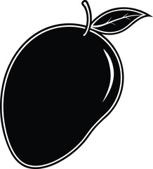 Silhouette of a mango with a leaf