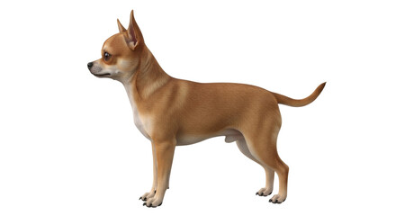 Isolated Chihuahua dog standing, fawn color, looking to the left, cute canine mammal pet