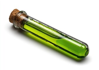 Fototapeta premium Green liquid in a test tube with cork