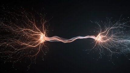 Brain neurons connecting, transmitting energy and complex information