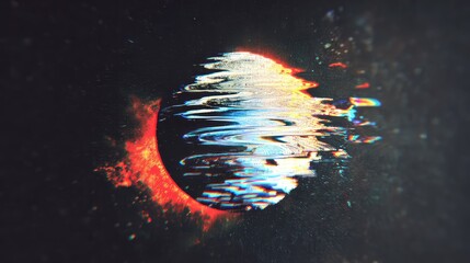 Glitching planet creating abstract digital error effect