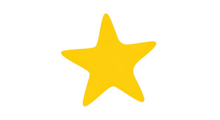 Isolated cheerful cartoon starfish with bright yellow skin and soft edges, rendering