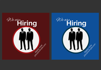 We are hiring job vacancy social media post or Social Media Square Banner design template, We are hiring job vacancy square web banner design vector.