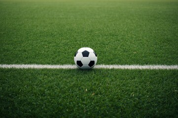 "Top View of a Soccer Field with Ball at Center"