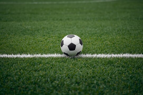 "Top View of a Soccer Field with Ball at Center"