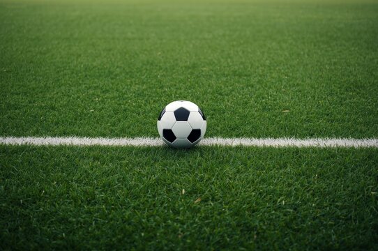 "Top View of a Soccer Field with Ball at Center"