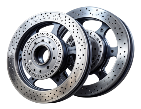 Stack of Two Motorcycle Brake Discs, Overlapping Perspective, Isolated (2)