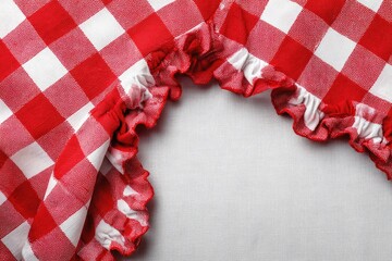 Red and white checkered tablecloth, ruffled edge