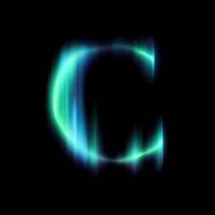 Letter C Aurora Lights Letters Overlays Collection Featuring Magical Northern Lights Text Effects and Stylish Typography Elements for Commercial Design and Digital Media Projects