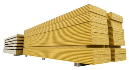 Isolated stack of industrial construction panels for insulation, building material, storage
