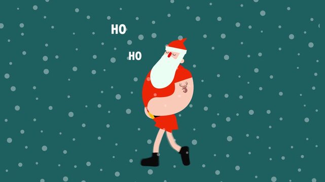 Sinterklaas. Santa Claus walking and dancing - Funny cartoon animation of Santa doing a silly walk with dance moves. Infinite loop animation.