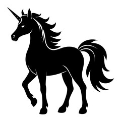 Unicorn vector clean black silhouette design white background