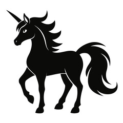 Unicorn vector clean black silhouette design white background