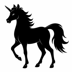 Unicorn vector clean black silhouette design white background