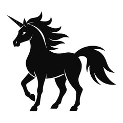 Unicorn vector clean black silhouette design white background