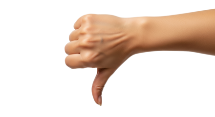 Isolated Gesture of disapproval a hand making a thumbs down to symbolize disagreement