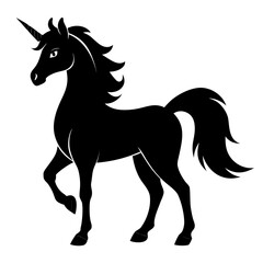 Unicorn vector clean black silhouette design white background