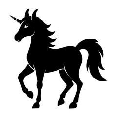 Unicorn vector clean black silhouette design white background