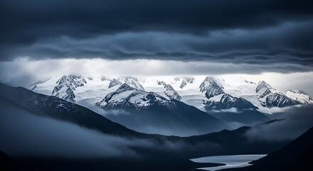 Dramatic Mountain Landscape Under Stormy Skies mountains