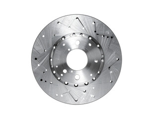 Close-Up of Motorcycle Brake Disc Rotor, Front View, Isolated on White Background (3)